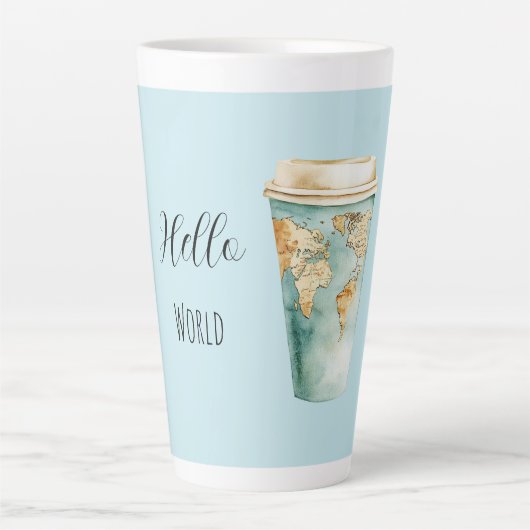 Tasse Latte Blue Hello World Coffee Cup (Devant)