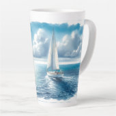 Tasse Latte Blue Horizon Solitary Sailboat (Angle droit)