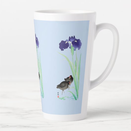 Tasse Latte Blue Irises and Moorhens par Ohara Koson (Droite)