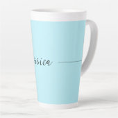 Tasse Latte Blue Modern Elegant Plain Simple Professional Name (Angle droit)