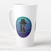 Tasse Latte Blue Ombre Nom Monogramme Initial Pour Hommes (Angle gauche)