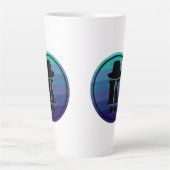 Tasse Latte Blue Ombre Nom Monogramme Initial Pour Hommes (Devant)
