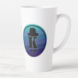 Tasse Latte Blue Ombre Nom Monogramme Initial Pour Hommes
