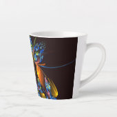 Tasse Latte Blue Orange Floral Moderne Art Abstrait Motif #03 (Droite)