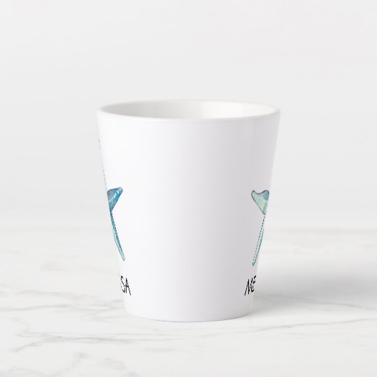 Tasse Latte Blue Starfish Plage Nautique Coquillage Thème (Devant)