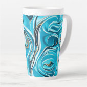 Tasse Latte Blue Swirls Digital IA Generation Abstrait (Angle droit)