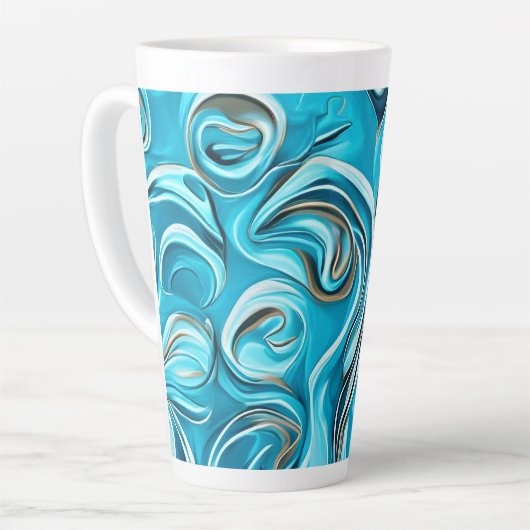 Tasse Latte Blue Swirls Digital IA Generation Abstrait (Angle gauche)