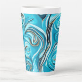 Tasse Latte Blue Swirls Digital IA Generation Abstrait (Devant)