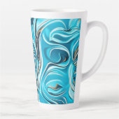 Tasse Latte Blue Swirls Digital IA Generation Abstrait (Droite)