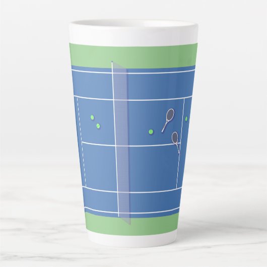 Tasse Latte Blue Tennis Court Joueur de tennis moderne (Devant)