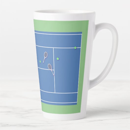 Tasse Latte Blue Tennis Court Joueur de tennis moderne (Droite)