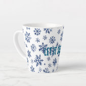 Tasse Latte Blue White Snowflakes Christmas (Angle gauche)