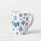 Tasse Latte Blue White Snowflakes Christmas (Angle droit)