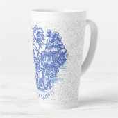 Tasse Latte Blue Willow Rabbit Island Whimsical Crackle Look (Angle droit)