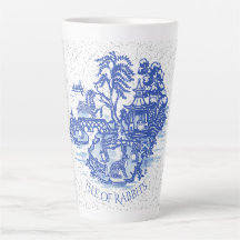 Blue Willow Rabbit Island Whimsical Crackle Look