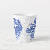 Tasse Latte Blue Willow Rabbit Island Whimsical Cracky Look L (Devant)