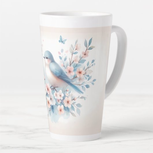 Tasse Latte Bluebird Blossom Watercolor Serenity (Angle droit)