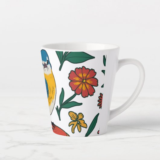 Tasse Latte Bluebird rustique sur Pouf dans l'art populaire (Droite)