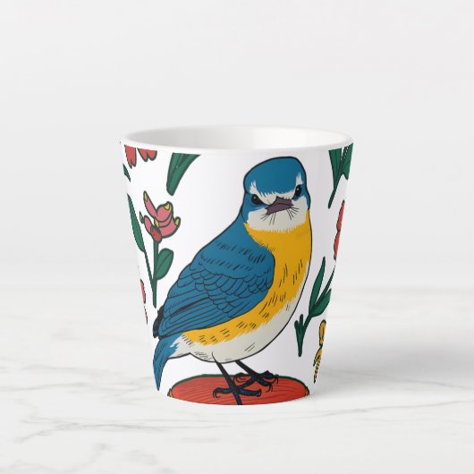 Tasse Latte Bluebird rustique sur Pouf dans l'art populaire (Devant)