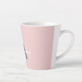 Tasse Latte Blush Pink Grey Modern Script Girly Monogram (Droite)