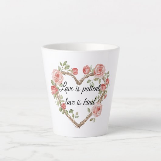 Tasse Latte Blush Romantic Rose Floral Coeur Amour (Devant)