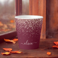 Blush Rose Gold Burgundy Pailleté Monogramme