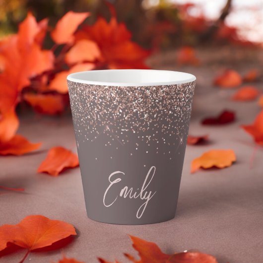 Tasse Latte Blush Rose Gold Terracotta Glitter Monogramme