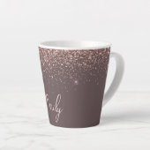 Tasse Latte Blush Rose Gold Terracotta Glitter Monogramme (Angle droit)