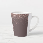 Tasse Latte Blush Rose Gold Terracotta Glitter Monogramme (Droite)