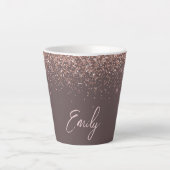 Tasse Latte Blush Rose Gold Terracotta Glitter Monogramme (Devant)