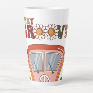 Tasse Latte Boho Daisy Fleurs Retro Super Floral design
