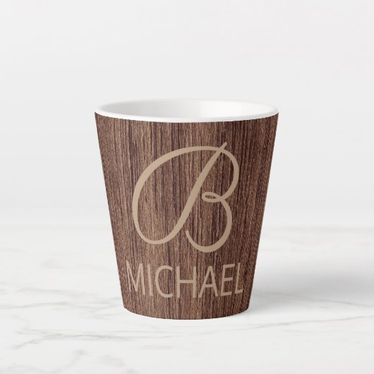 Tasse Latte Bois Bois Bois Bois Bois Avec Monogramme Nom Perso (Devant)