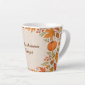 Tasse Latte bois rustique & hygge feuille bonjour automne (Angle droit)