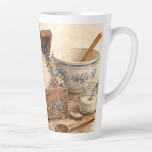 Tasse Latte Boîte de recettes anciennes Cuisine de cottage