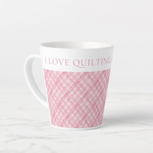 Tasse Latte BOÎTE EN DOSSIER DE CONTRÔLE ROSE + Texte (Angle gauche)