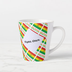 Tasse Latte Bolivie et drapeau bolivien personnalisés en mosaï