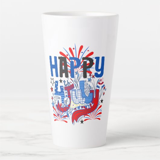 Tasse Latte Bon 4 juillet Fireworks USA-63261 (Devant)