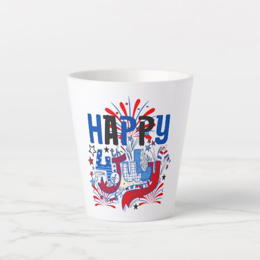 Tasse Latte Bon 4 juillet Fireworks USA-63261 (Devant)