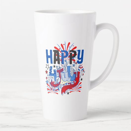 Tasse Latte Bon 4 juillet Fireworks USA-63261 (Droite)
