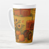 Tasse Latte Bon automne tracteur classique et ferme (Angle gauche)