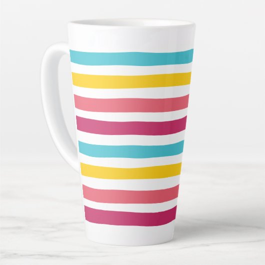Tasse Latte Bonbons rayés ! Joli et coloré (Angle gauche)
