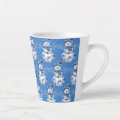 Tasse Latte Bonhomme de neige bleu blanc joyeux (Droite)