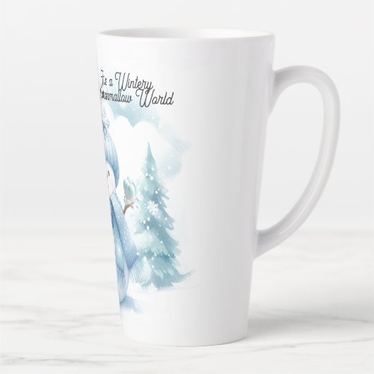 Tasse Latte Bonhomme de neige bleu Monde de guimauve (Droite)