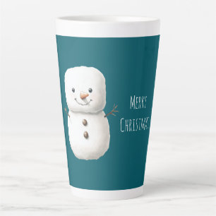 Tasse Latte Bonhomme de neige de Noël mignon vert