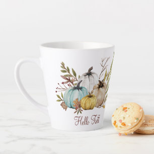 Tasse Latte Bonjour Automne Rustique Automne Citrouilles Latte