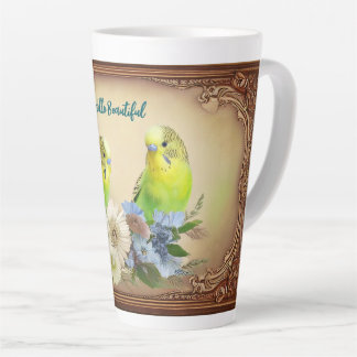 Tasse Latte Bonjour belles perruches