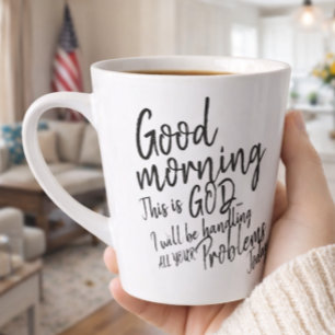 Tasse Latte Bonjour, c'est Dieu, je m'occuperai de tout