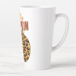 Tasse Latte Bonjour Citrouille - Automne Empreinte de léopard