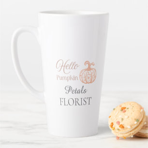 Tasse Latte Bonjour Citrouille Halloween Fleuriste Entreprise