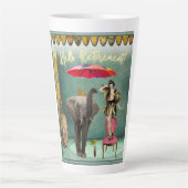 Tasse Latte Bonjour Retraite Fun et Funky (Devant)